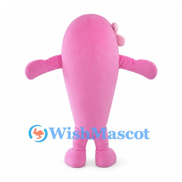 Pink Dolphin Mascot Costume with Hair Bow and White Belly