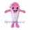 Pink Dolphin Mascot Costume with Hair Bow and White Belly