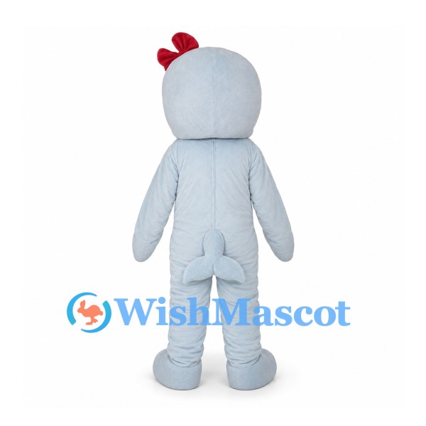 Light Blue Seal Mascot Costume with Red Hair Bow