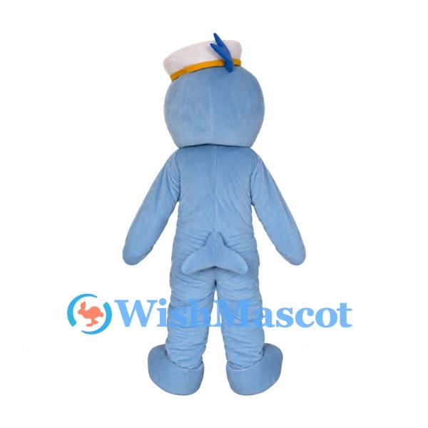 Blue Seal Mascot Costume with White Sailor Hat