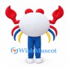 White Crab Mascot Costume with Red Claws