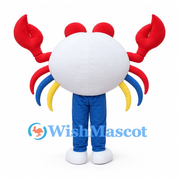 White Crab Mascot Costume with Red Claws