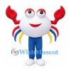 White Crab Mascot Costume with Red Claws