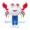 White Crab Mascot Costume with Red Claws