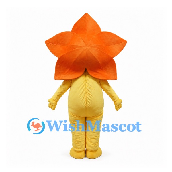 Flower Mascot Costume with Orange Petals and Yellow Body