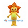 Flower Mascot Costume with Orange Petals and Yellow Body