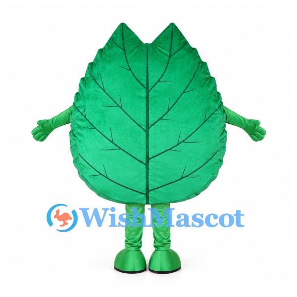 Green Leaf Mascot Costume with Double-Pointed Top