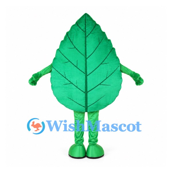 Green Leaf Mascot Costume with Single-Pointed Top