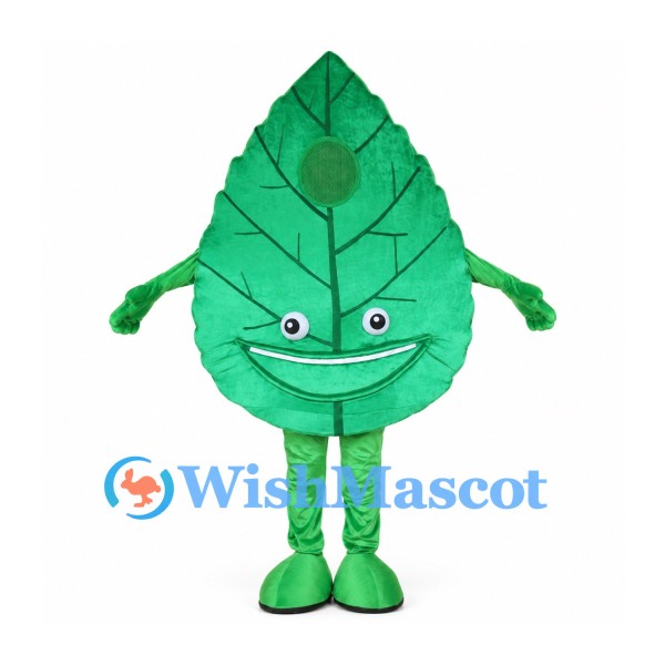Green Leaf Mascot Costume with Single-Pointed Top