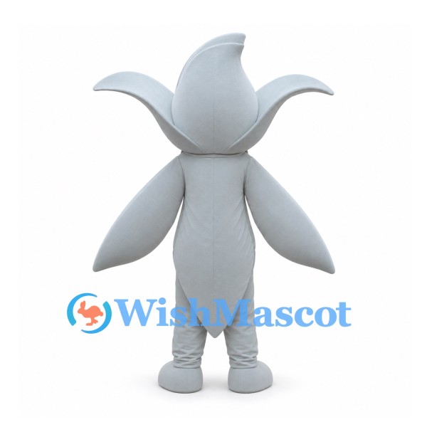 White Flower Mascot Costume with Long Petals and Eyelashes