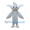 White Flower Mascot Costume with Long Petals and Eyelashes