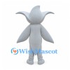White Flower Mascot Costume with Long Petals and Round Eyes