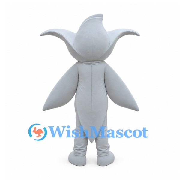 White Flower Mascot Costume with Long Petals and Round Eyes