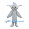 White Flower Mascot Costume with Long Petals and Round Eyes