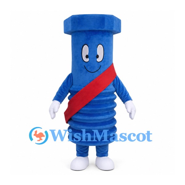Blue Bolt Mascot Costume with Red Sash