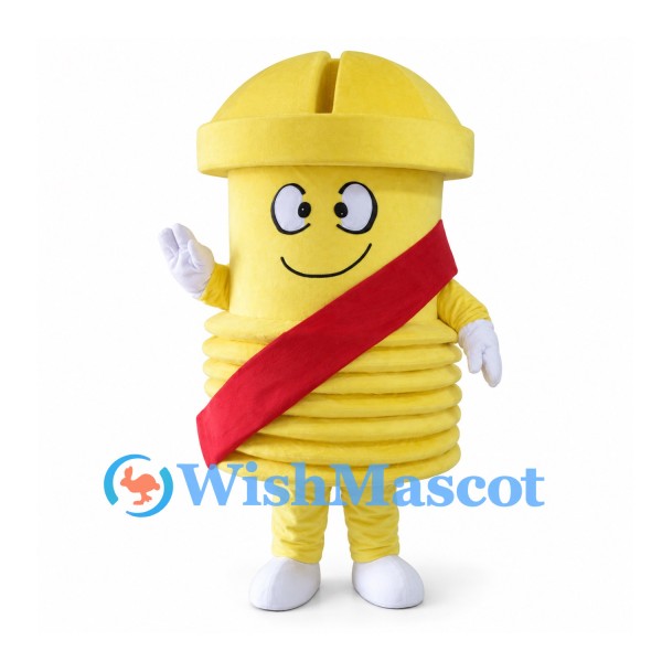 Yellow Bolt Mascot Costume with Red Sash