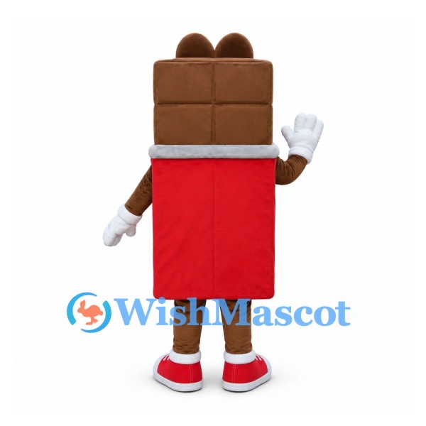 Chocolate Bar Mascot Costume with Red Wrapper