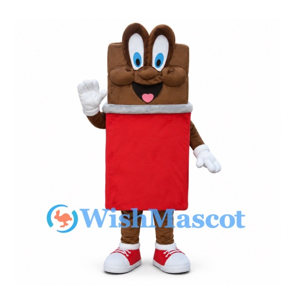 Chocolate Bar Mascot Costume with Red Wrapper