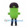 Green Capsule Mascot Costume with Black and White Cap