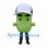 Green Capsule Mascot Costume with Black and White Cap