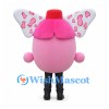Pink Capsule Mascot Costume with Large Heart-Pattern Bow