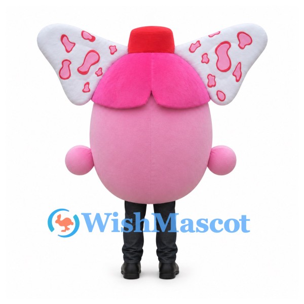 Pink Capsule Mascot Costume with Large Heart-Pattern Bow