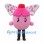 Pink Capsule Mascot Costume with Large Heart-Pattern Bow