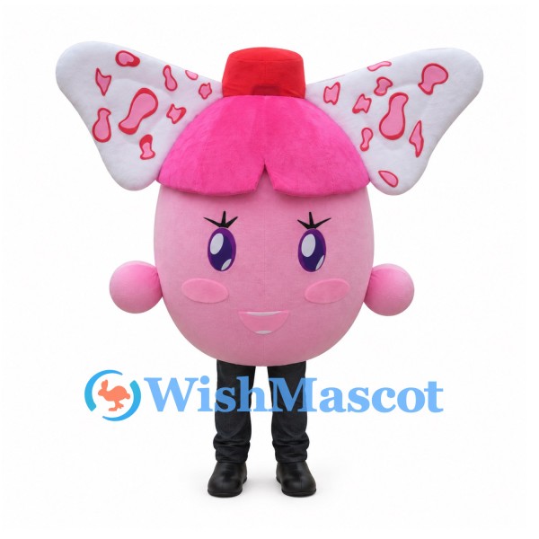 Pink Capsule Mascot Costume with Large Heart-Pattern Bow