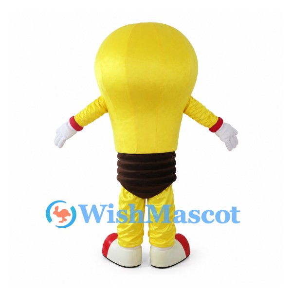 Yellow Light Bulb Mascot Costume with Black Screw Base