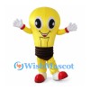 Yellow Light Bulb Mascot Costume with Black Screw Base