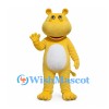 Yellow Hippo Mascot Costume with White Belly