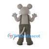 Mouse Mascot Costume in Gray with Dark Overalls