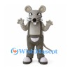 Mouse Mascot Costume in Gray with Dark Overalls
