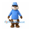 Otter Mascot Costume with Blue Hat and Hoodie