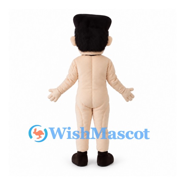 Muscular Man Mascot Costume with Black Hair