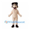 Muscular Man Mascot Costume with Black Hair
