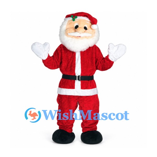 Santa Claus Mascot Costume with Red Suit and White Beard