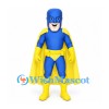 Superhero Mascot Costume with Blue Suit and Yellow Cape