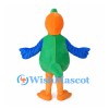 Parrot Mascot Costume in Green with Blue Wings and Orange Feet