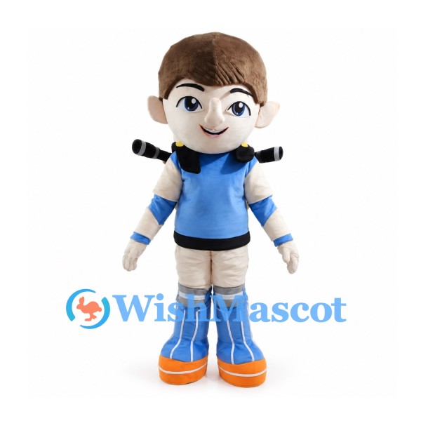 Boy Mascot Costume with Blue Outfit and Toy Sword Holders