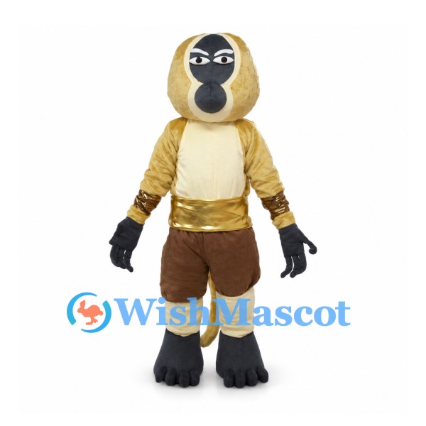 Monkey Mascot Costume in Gold with Brown Shorts