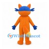 Fox Mascot Costume in Orange with Blue Eye Mask