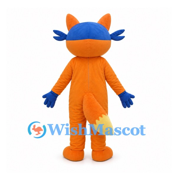 Fox Mascot Costume in Orange with Blue Eye Mask