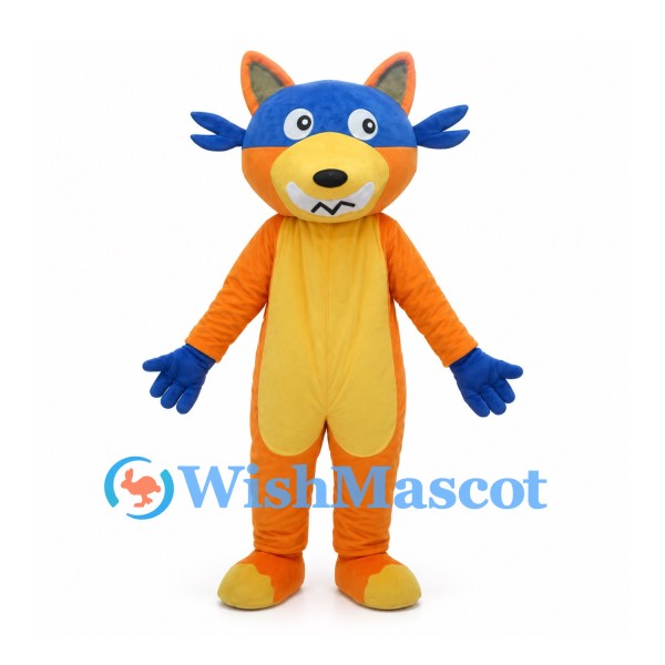 Fox Mascot Costume in Orange with Blue Eye Mask