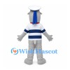 Dog Mascot Costume with Sailor Hat and Striped Shirt