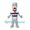 Dog Mascot Costume with Sailor Hat and Striped Shirt
