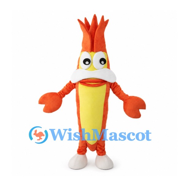 Fish Mascot Costume in Orange with Tall Red Crest