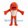 Fish Mascot Costume in Orange with Scale Pattern and Tail