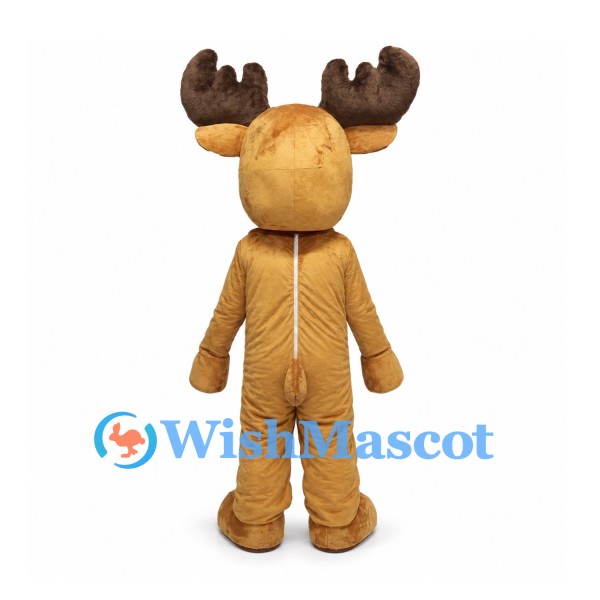 Moose Mascot Costume in Tan with Brown Antlers
