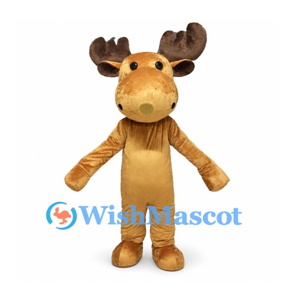 Moose Mascot Costume in Tan with Brown Antlers